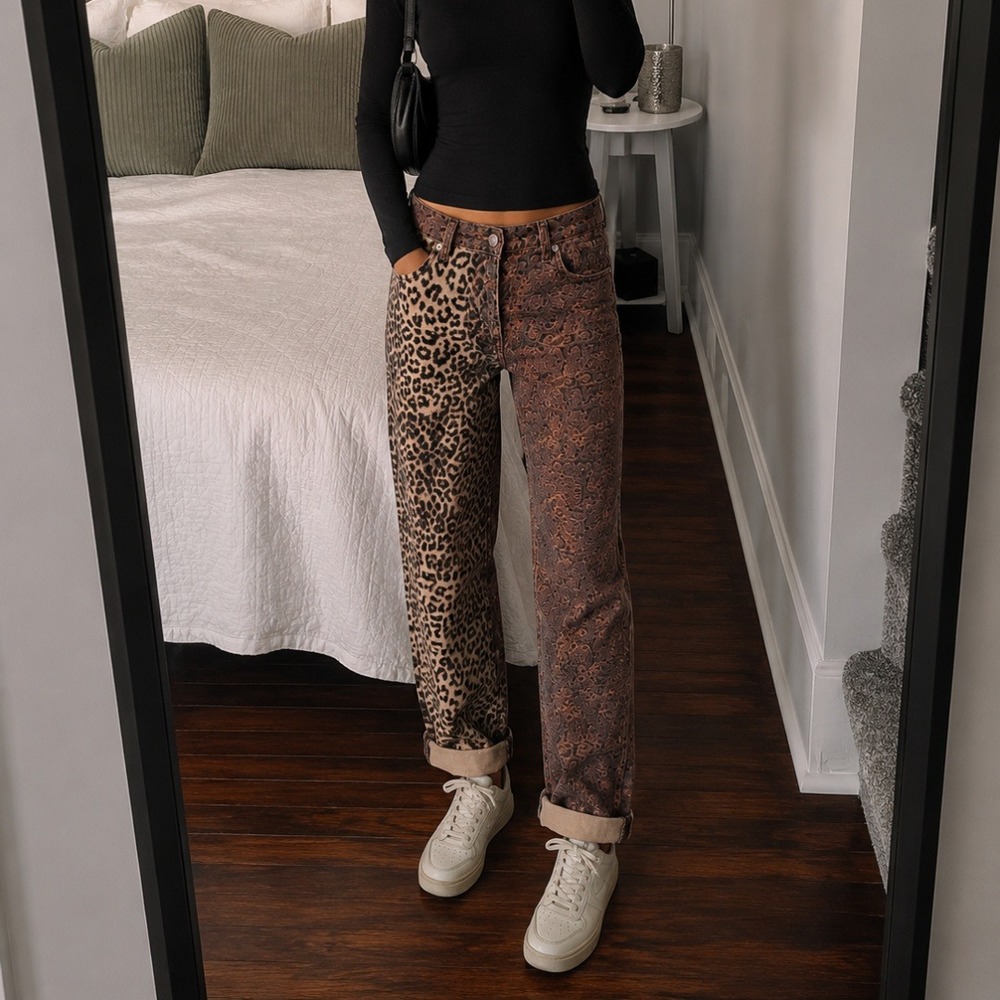 One Teaspoon | Bandit Low Waist Boyfriend Print Denim Jeans Animal Saga